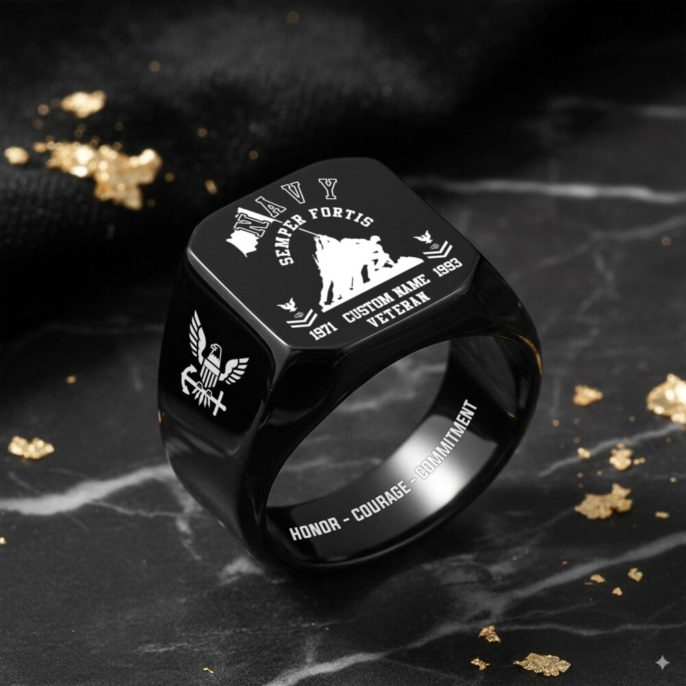 US Navy, American By Birth, Veteran By Choice - Engraved Men's Ring - Image 8