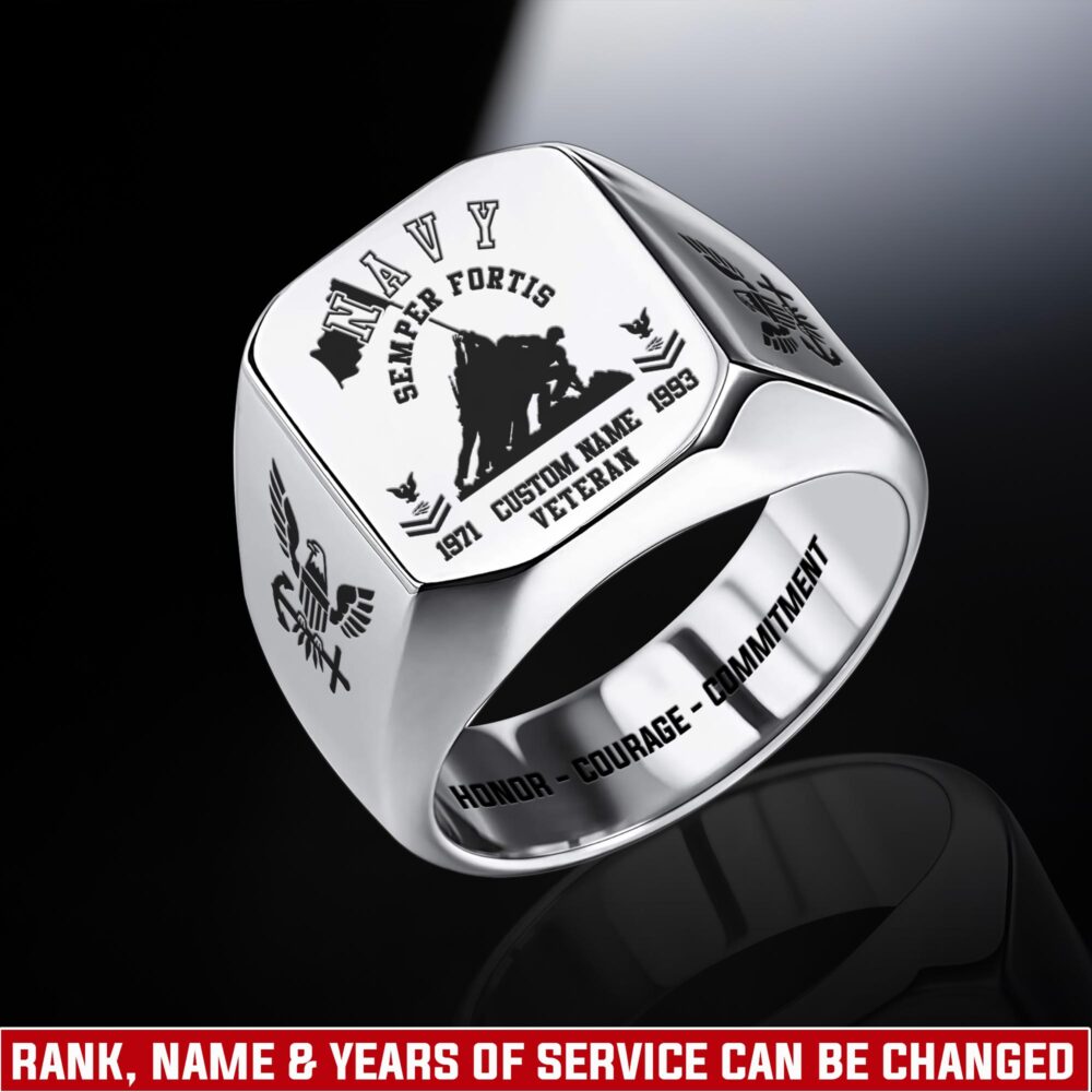 US Navy, American By Birth, Veteran By Choice - Engraved Men's Ring