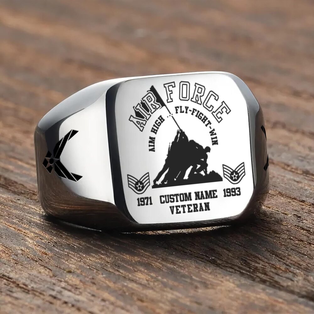 US Air Force , Honor, Duty, Service - Engraved Men's Ring - Image 3