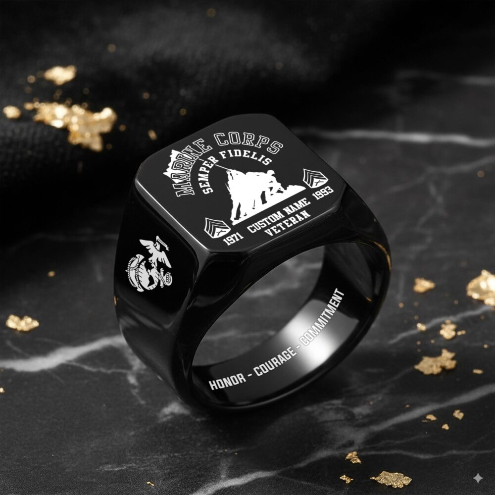 US Marine Corps, O 2 Marines First Lieutenant - Engraved Men's Ring - Image 8