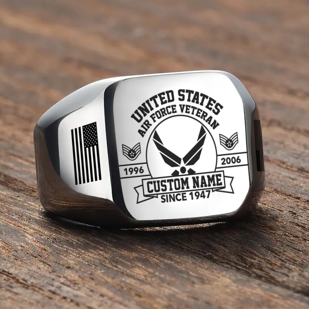 US Air Force , Proud To Have Served - Engraved Men's Ring - Image 3