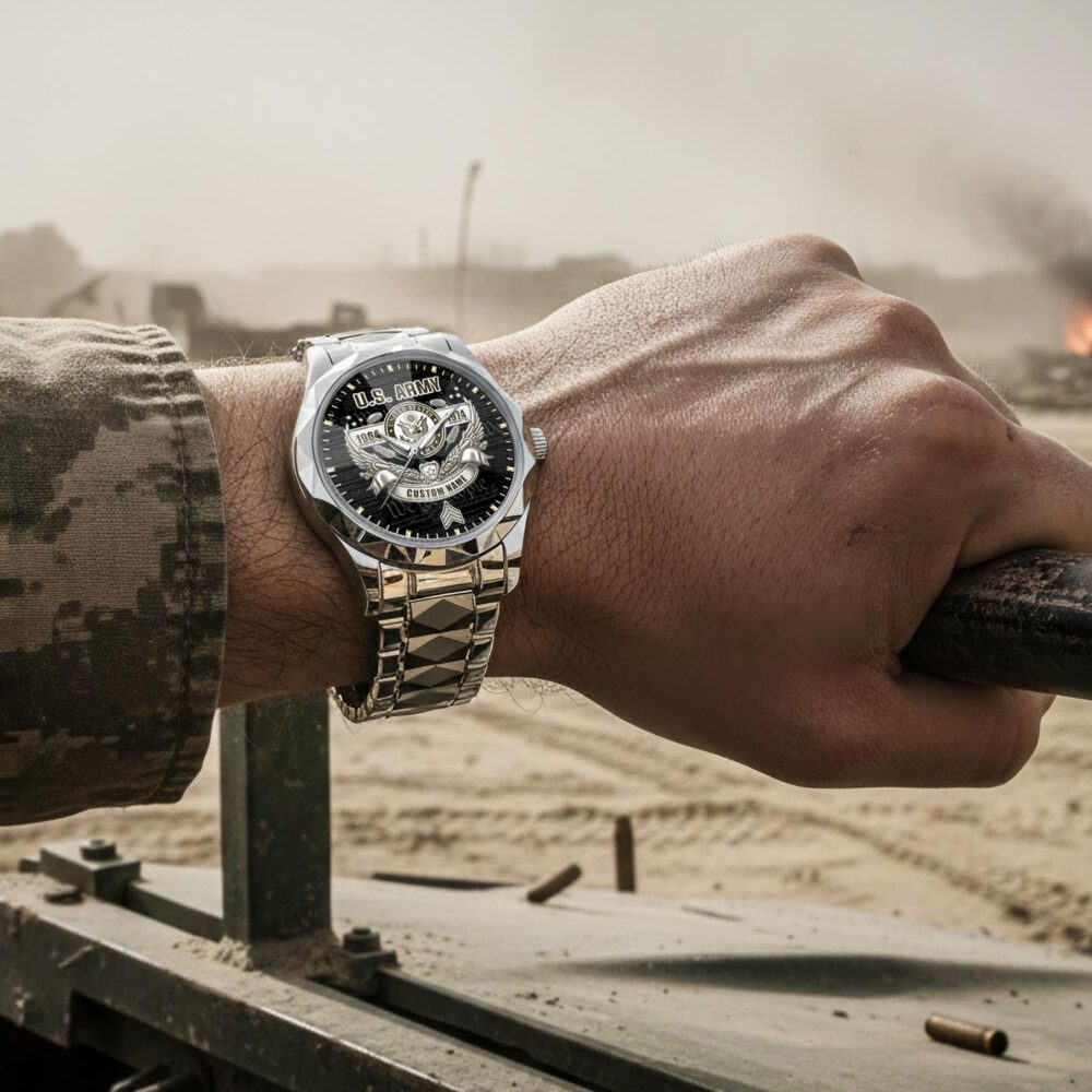 US Army, Once A Soldier, Always A Soldier - Diamond-cut Bezel Watch - Image 4