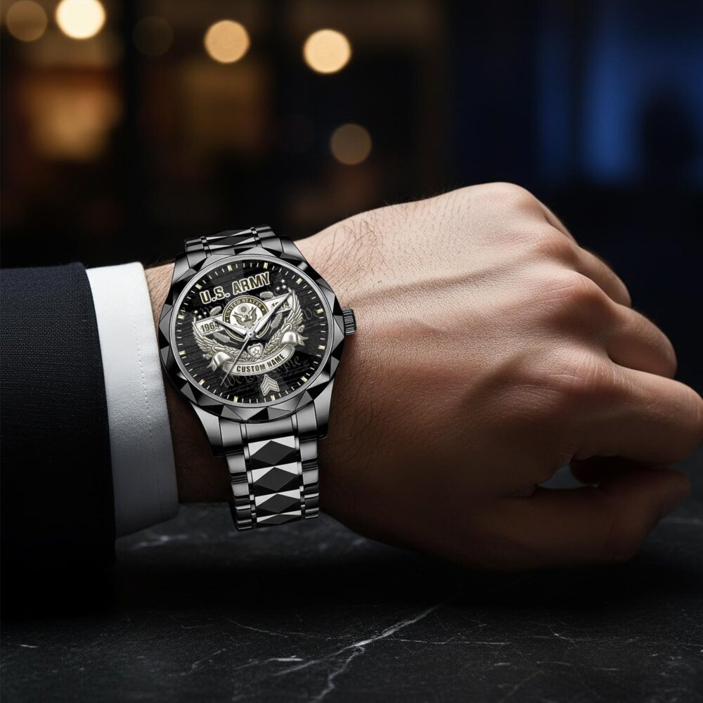 US Army, Once A Soldier, Always A Soldier - Diamond-cut Bezel Watch - Image 8