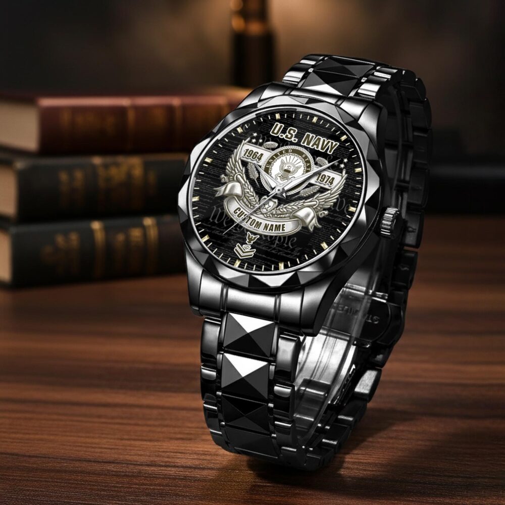 US Navy, Defender of Freedom - Diamond-cut Bezel Watch - Image 3