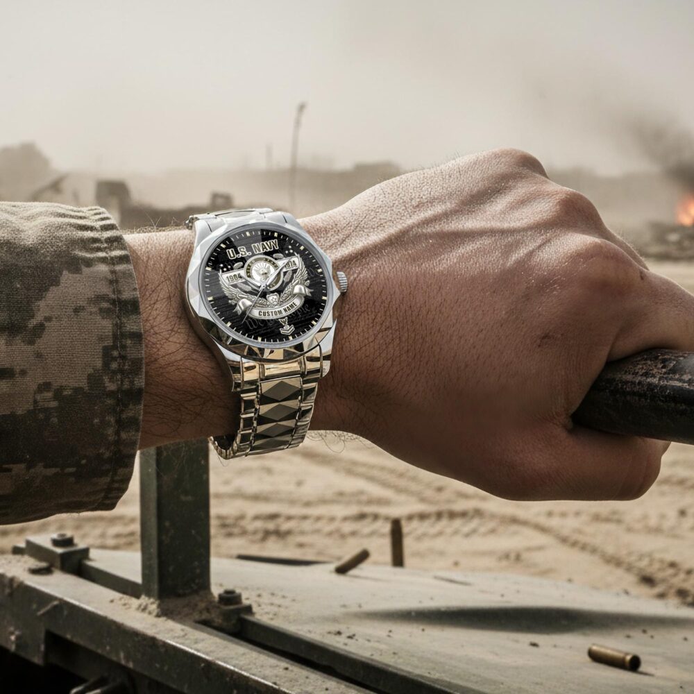 US Navy, Defender of Freedom - Diamond-cut Bezel Watch - Image 4