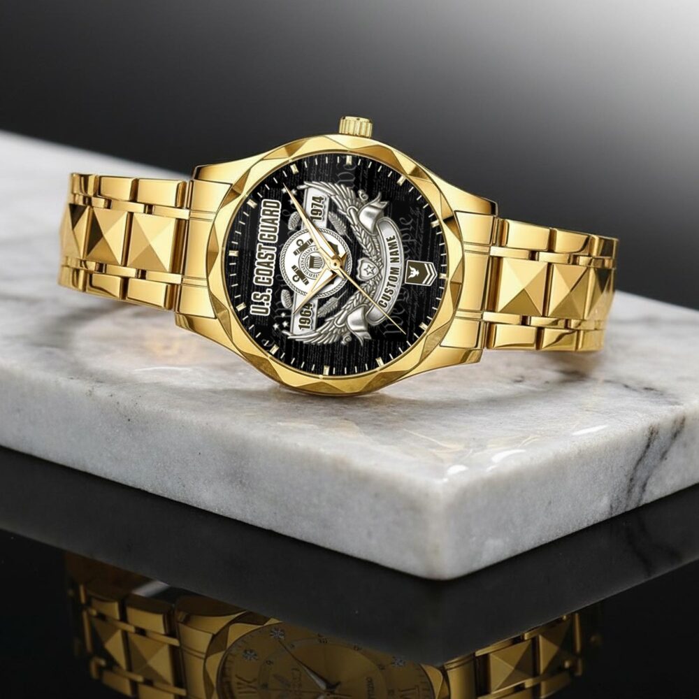 US Coast Guard, E 6 Gold - Diamond-cut Bezel Watch - Image 2