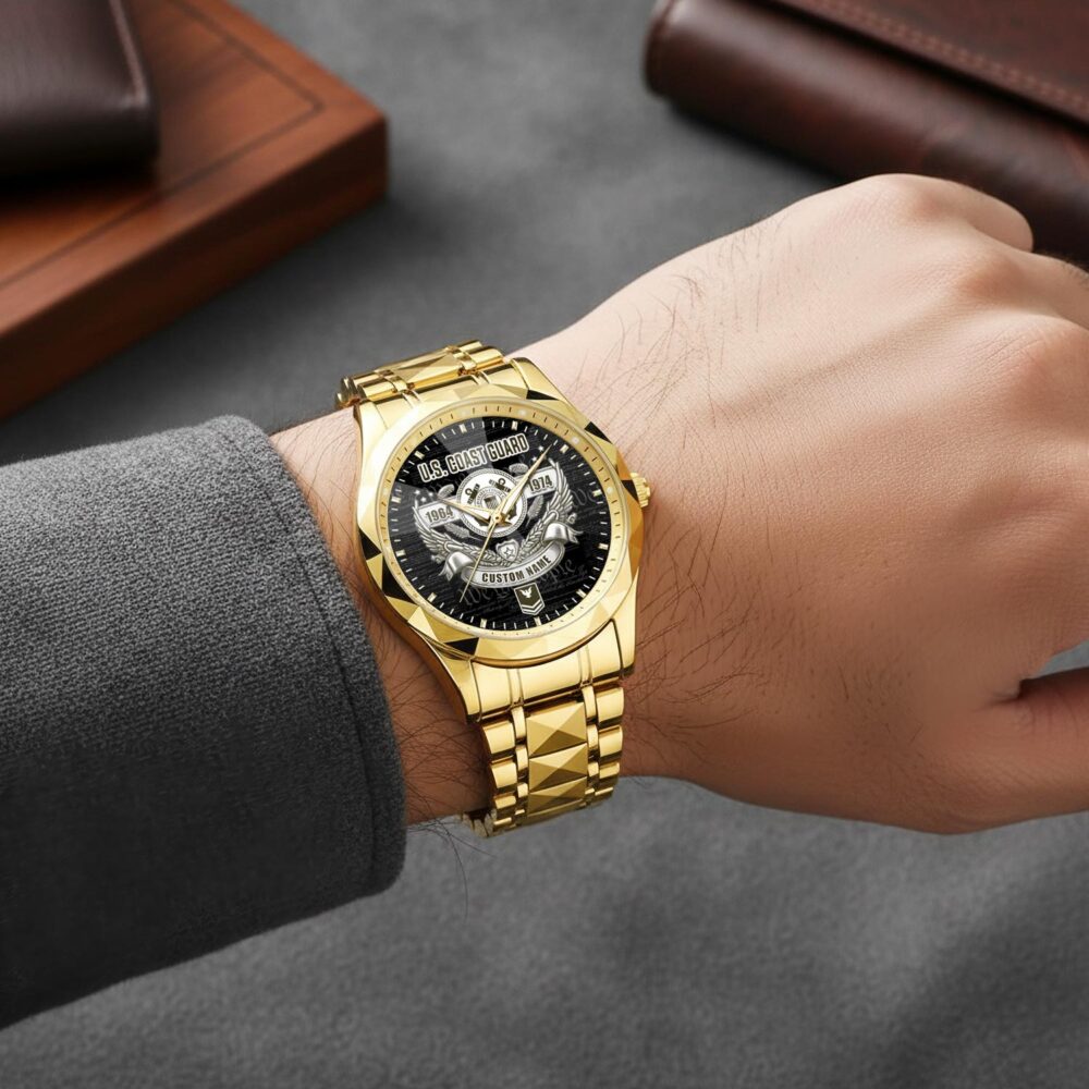 US Coast Guard, E 6 Gold - Diamond-cut Bezel Watch - Image 5