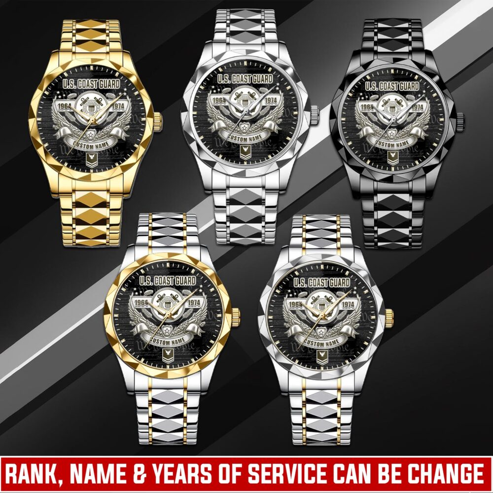 US Coast Guard, E 6 Gold - Diamond-cut Bezel Watch