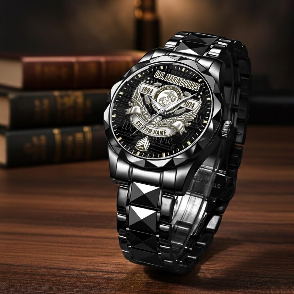 US Marine Corps, O 4 Marines Major - Diamond-cut Bezel Watch - Image 3