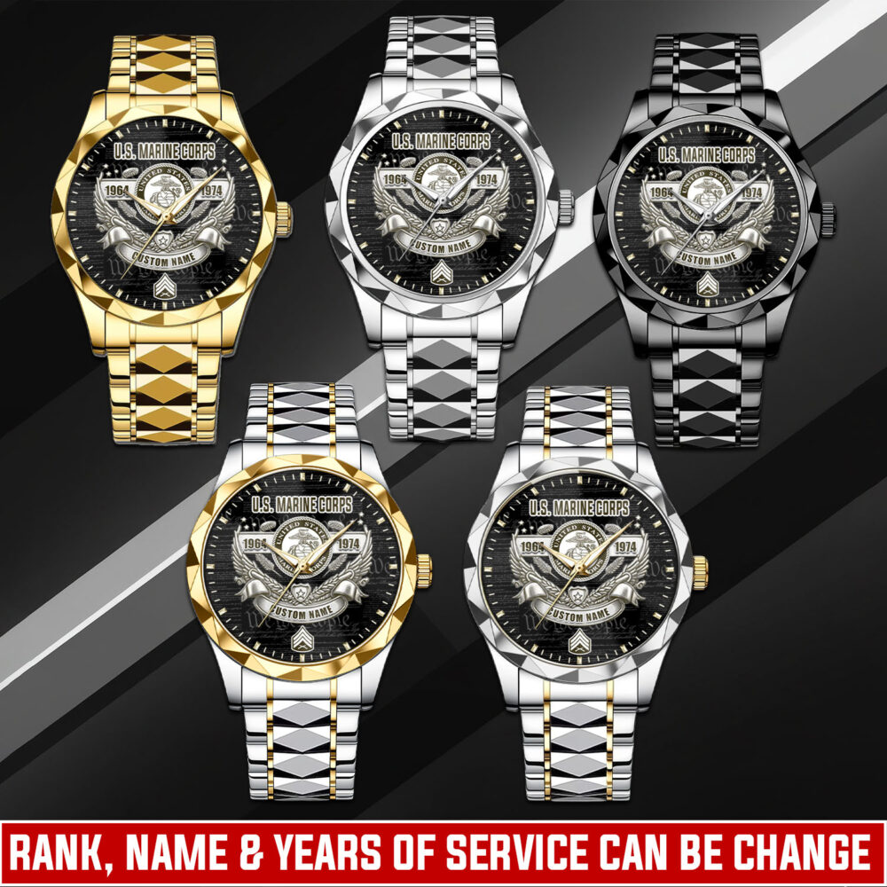 US Marine Corps, O 4 Marines Major - Diamond-cut Bezel Watch
