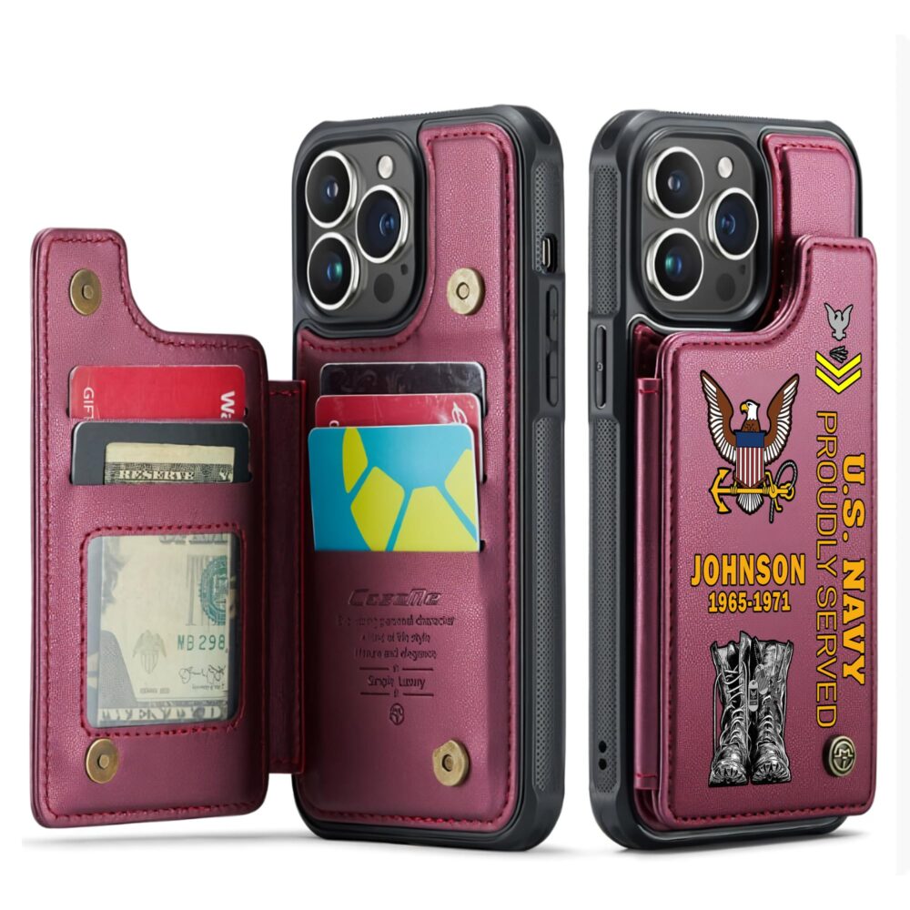 US Navy, E 6 Red - Leather Flip Phone Case - Image 4