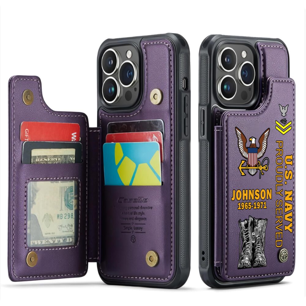 US Navy, E 6 Red - Leather Flip Phone Case - Image 6