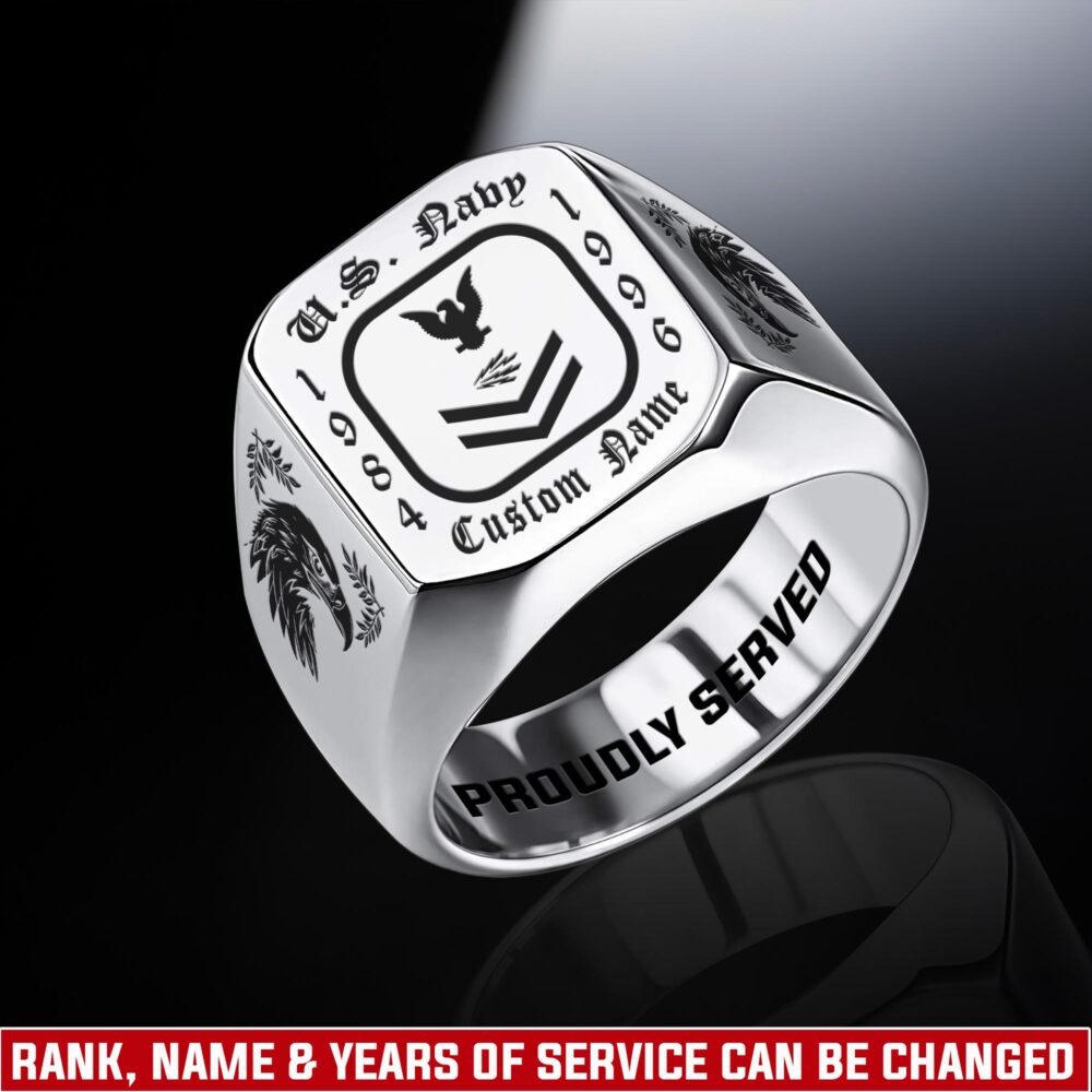 US Navy, Defender of Freedom - Engraved Men's Ring