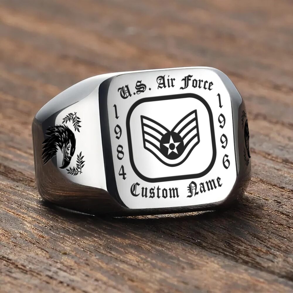 US Air Force , Service Before Self - Engraved Men's Ring - Image 3