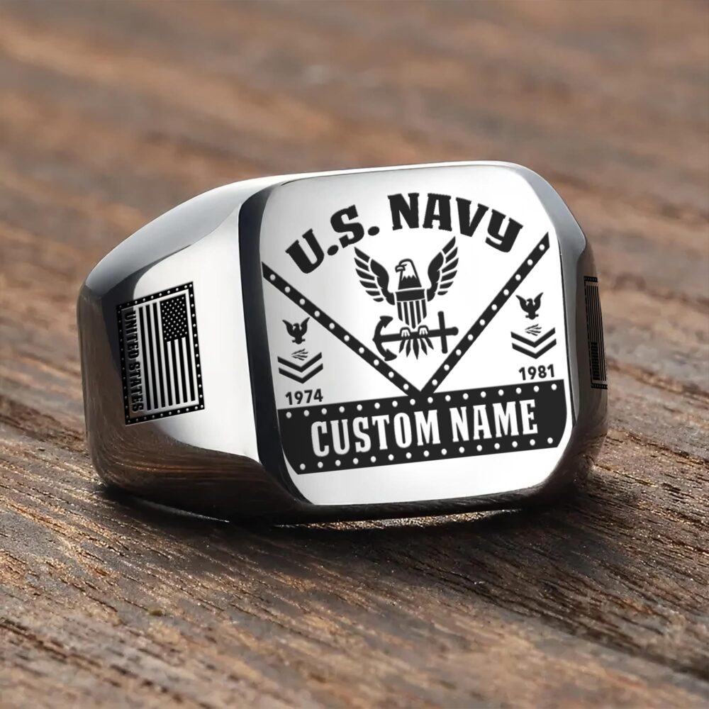 US Navy, Served With Pride - Engraved Men's Ring - Image 3