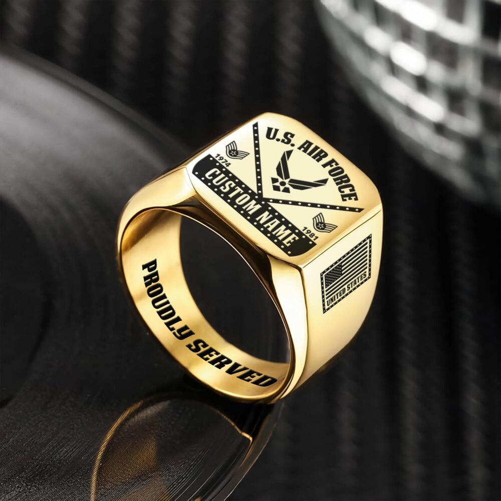 US Air Force , Duty, Honor, Country - Engraved Men's Ring - Image 2