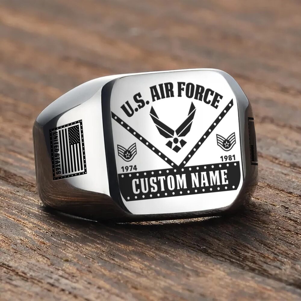 US Air Force , Duty, Honor, Country - Engraved Men's Ring - Image 3