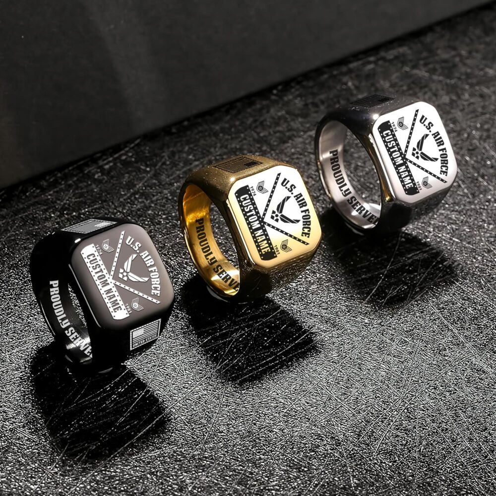 US Air Force , Duty, Honor, Country - Engraved Men's Ring - Image 7