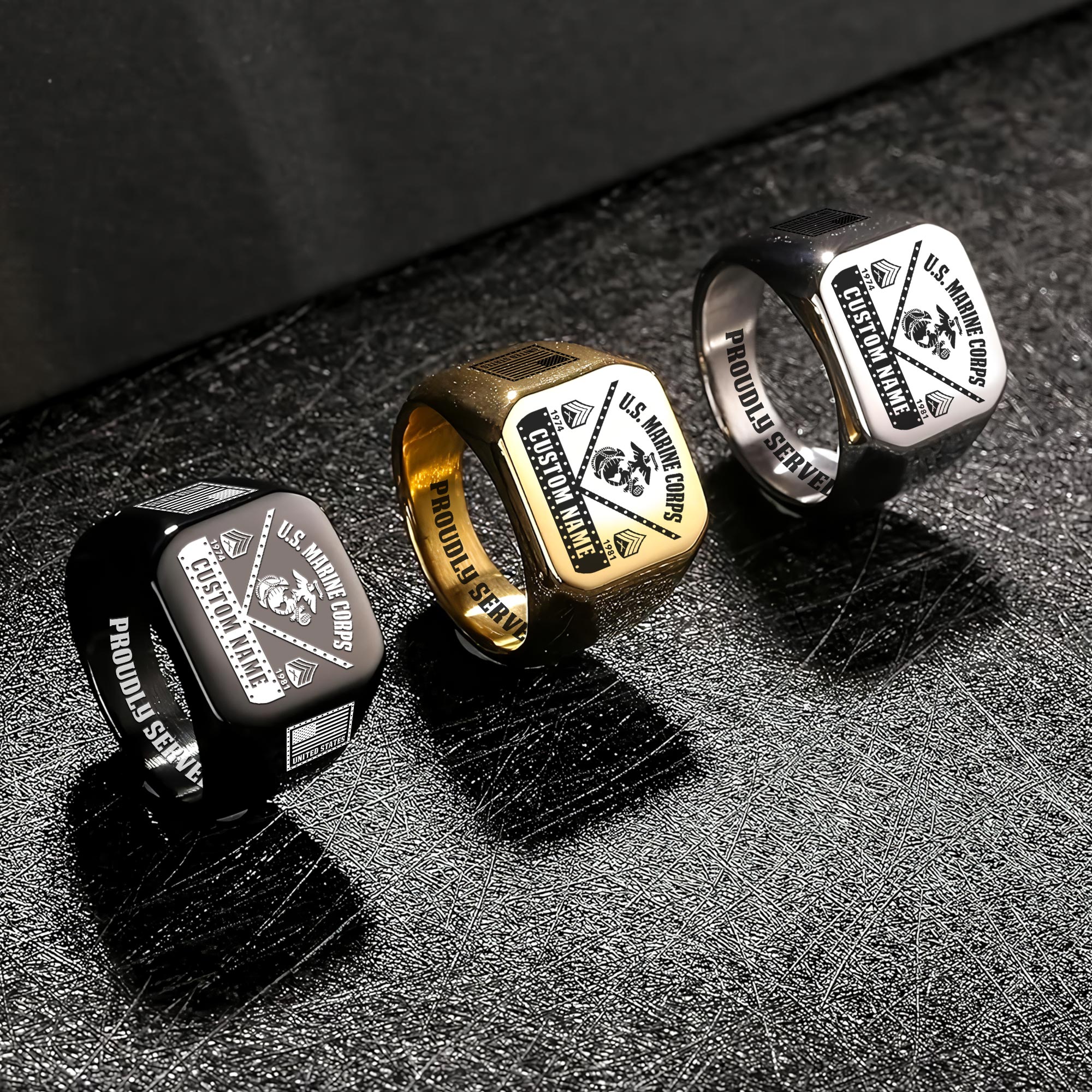 US Marine Corps, E 4 Marines Corporal - Engraved Men's Ring - Image 7