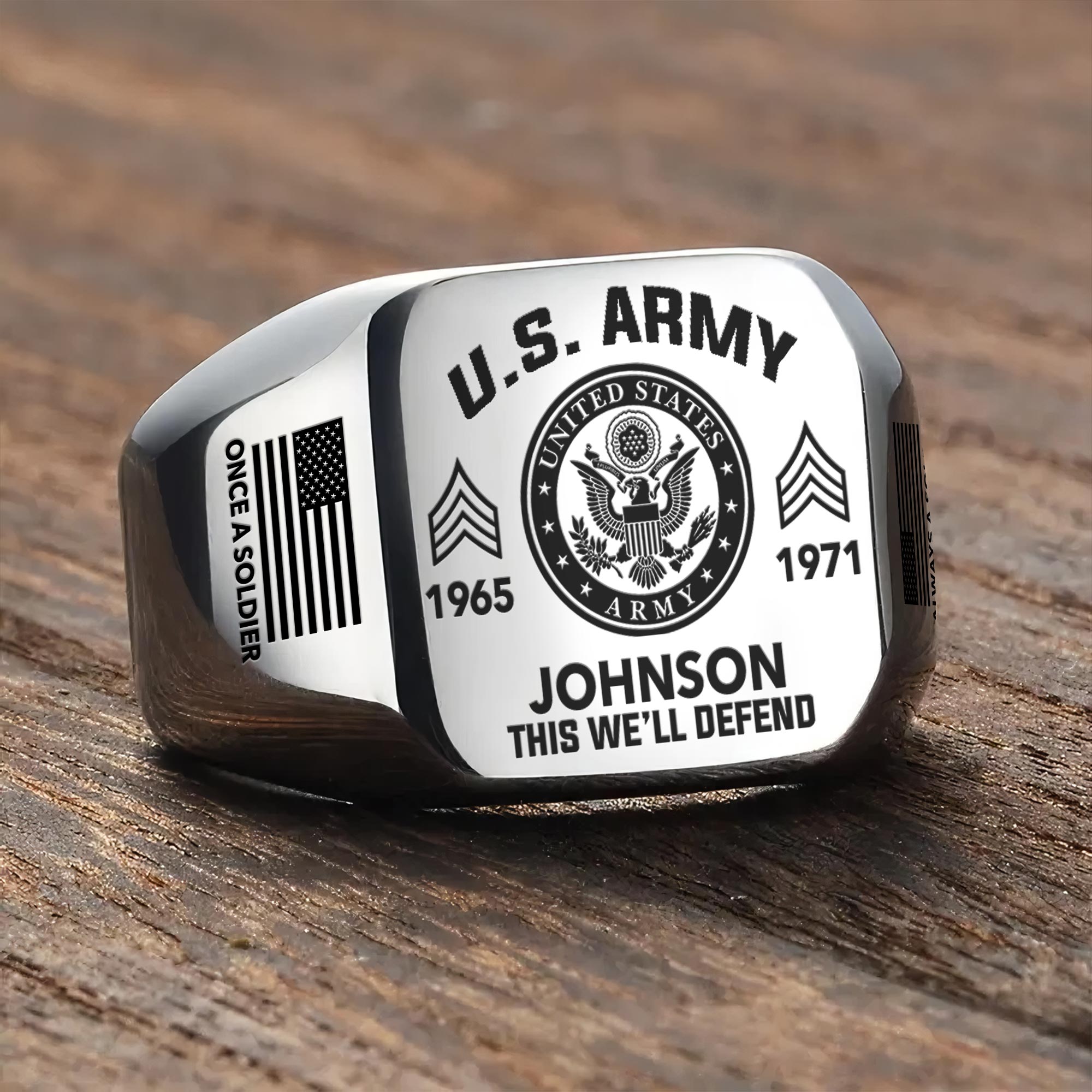 US Army, Remember - Honor - Respect - Engraved Men's Ring - Image 3