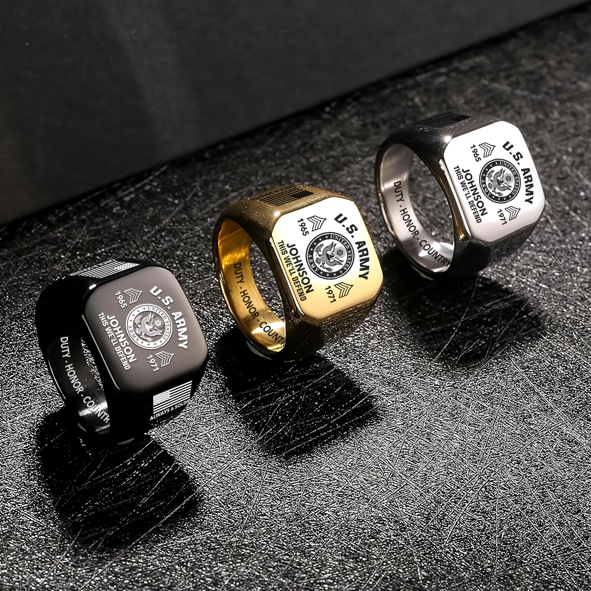 US Army, Remember - Honor - Respect - Engraved Men's Ring - Image 7