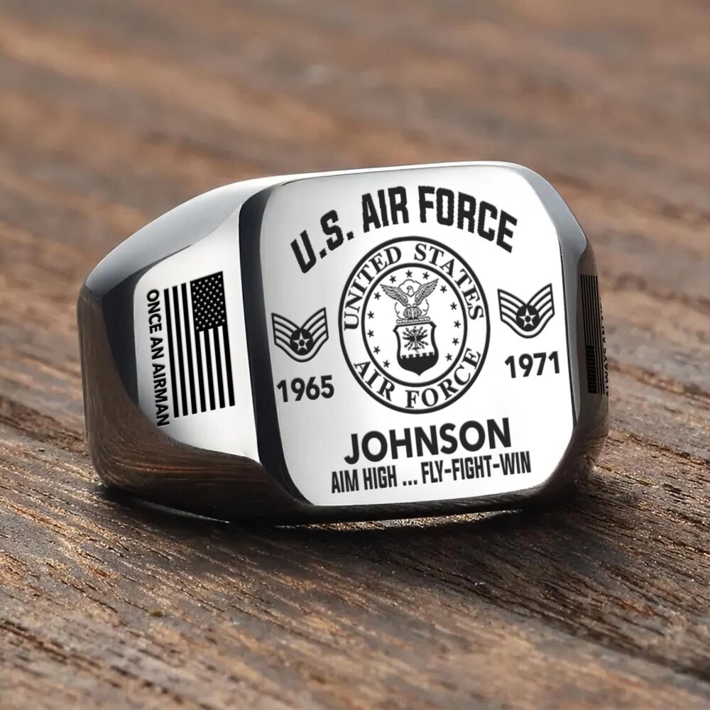 US Air Force , Always Remember, Never Forget - Engraved Men's Ring - Image 3