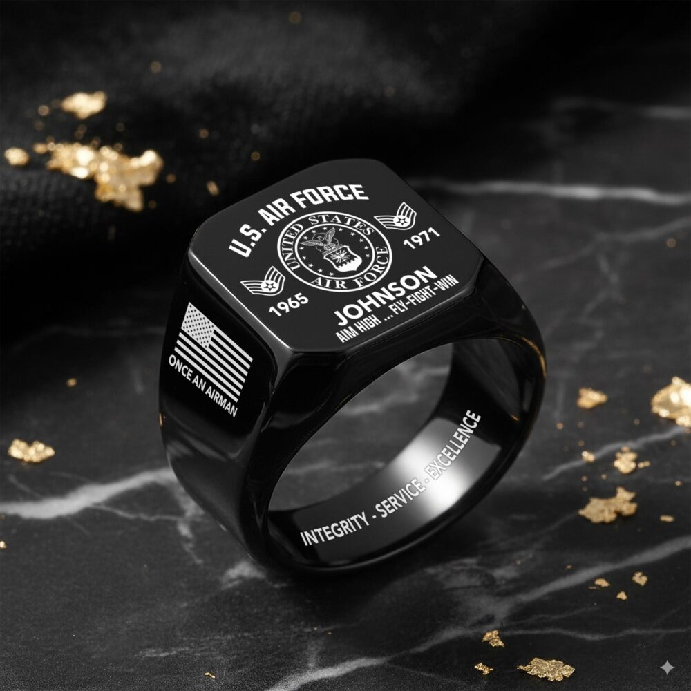 US Air Force , Always Remember, Never Forget - Engraved Men's Ring - Image 8