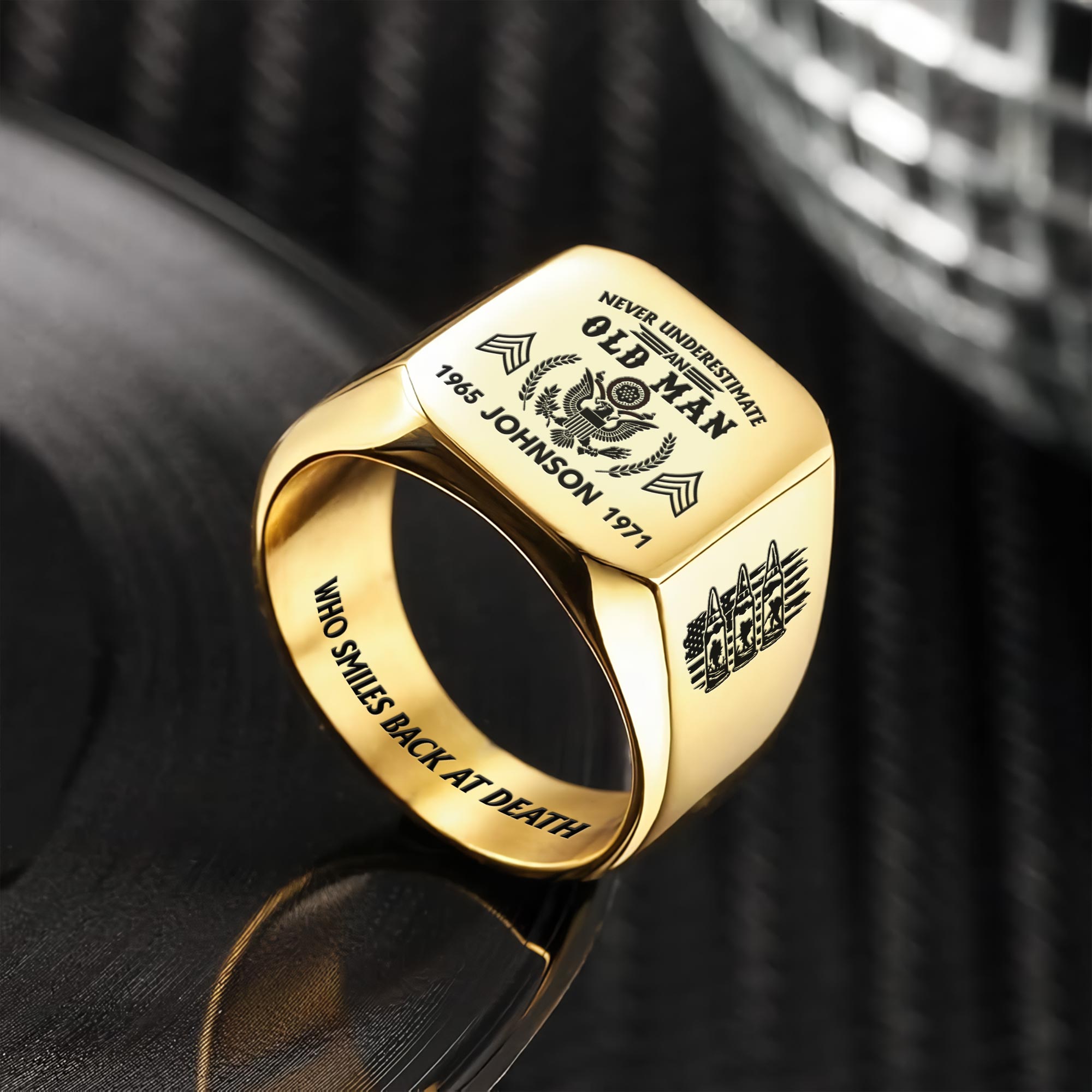 US Army, No One Fights Alone - Engraved Men's Ring - Image 2