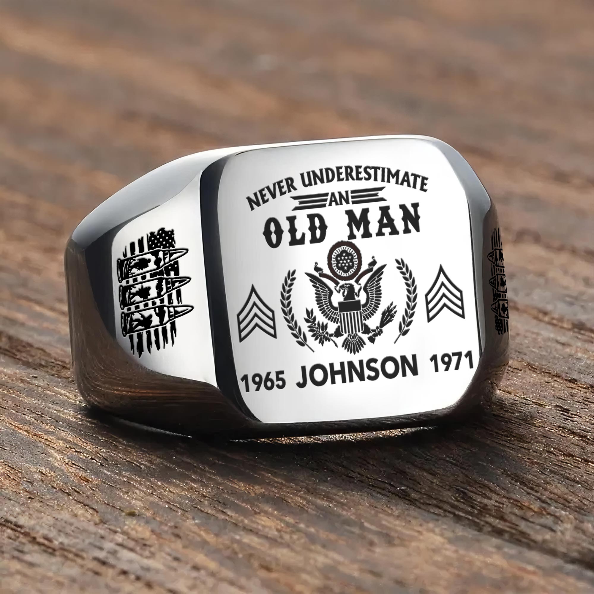 US Army, No One Fights Alone - Engraved Men's Ring - Image 3
