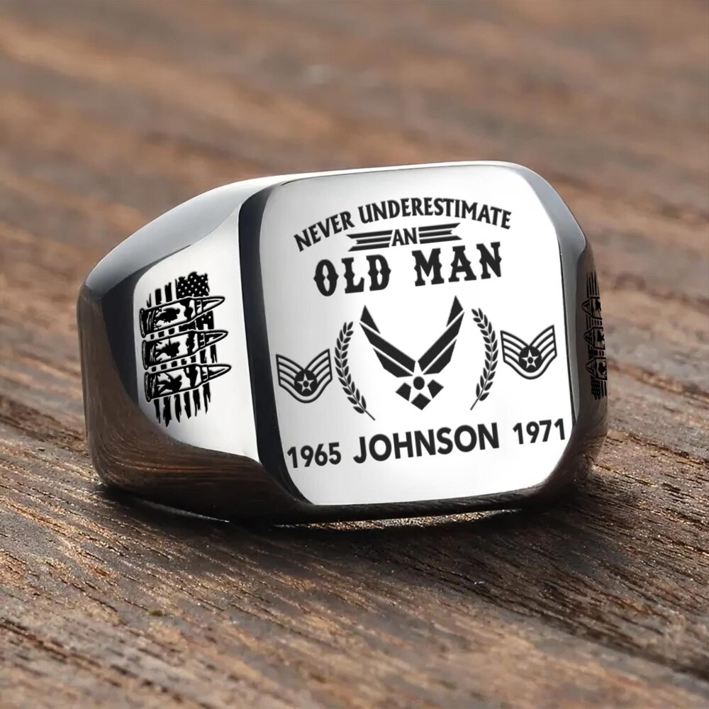US Air Force , American By Birth, Veteran By Choice - Engraved Men's Ring - Image 3