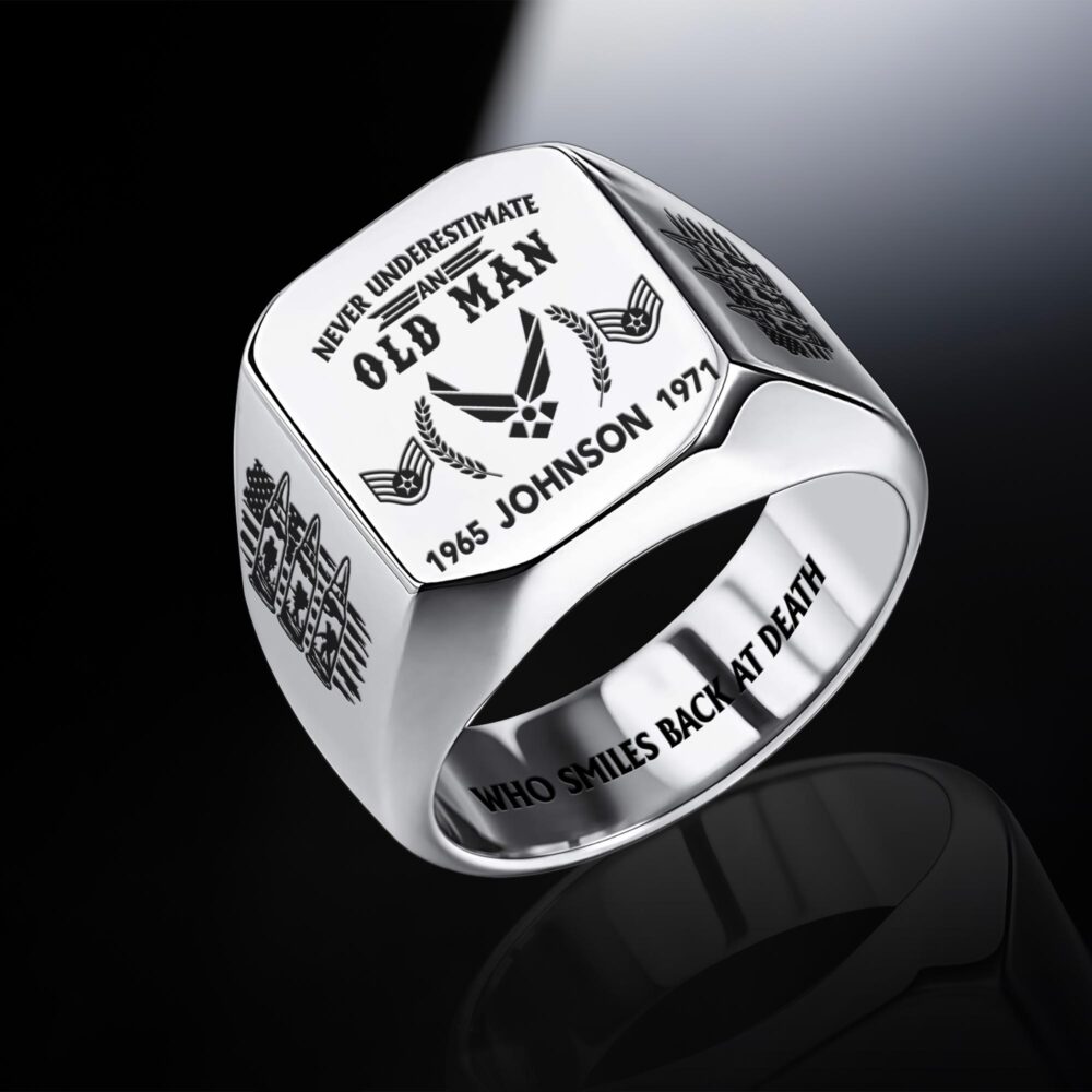 US Air Force , American By Birth, Veteran By Choice - Engraved Men's Ring - Image 8