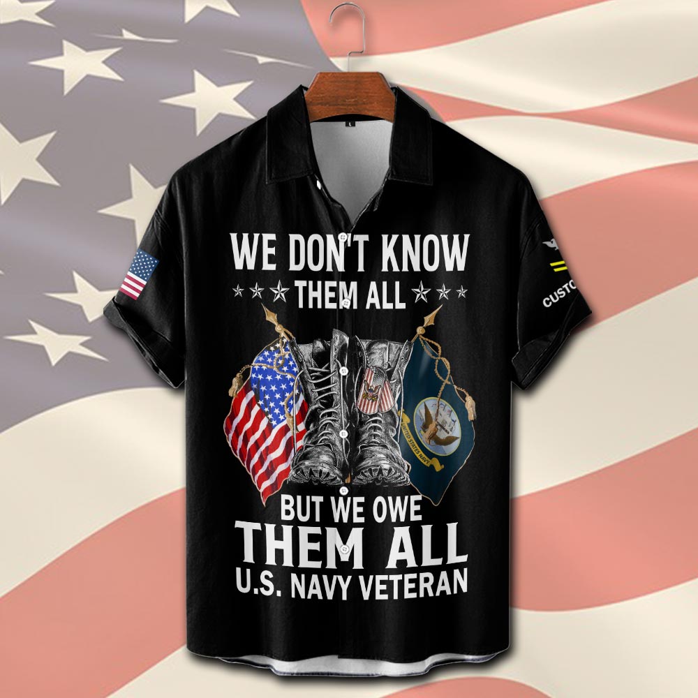 US Navy, Anchors Aweigh - Short Sleeve Button Shirt - Image 2