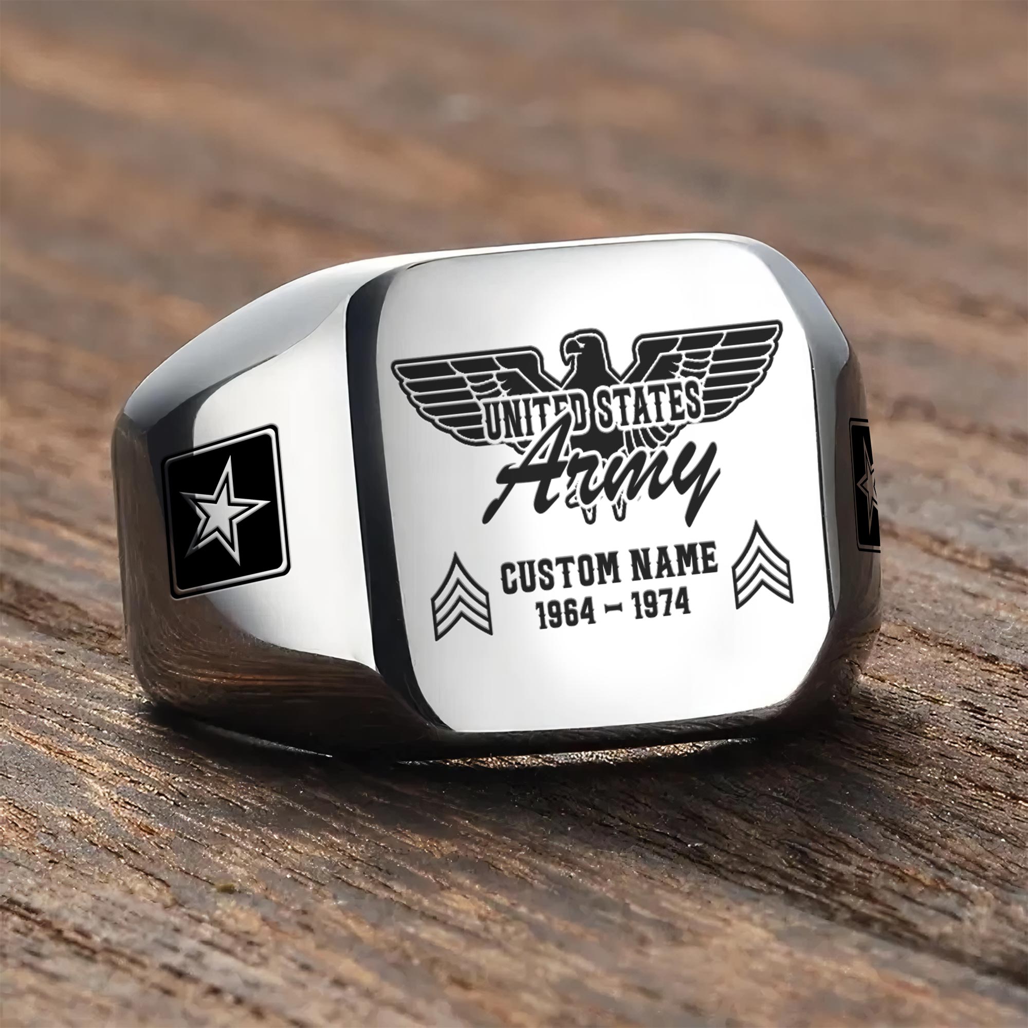US Army, Duty, Honor, Country - Engraved Men's Ring - Image 3
