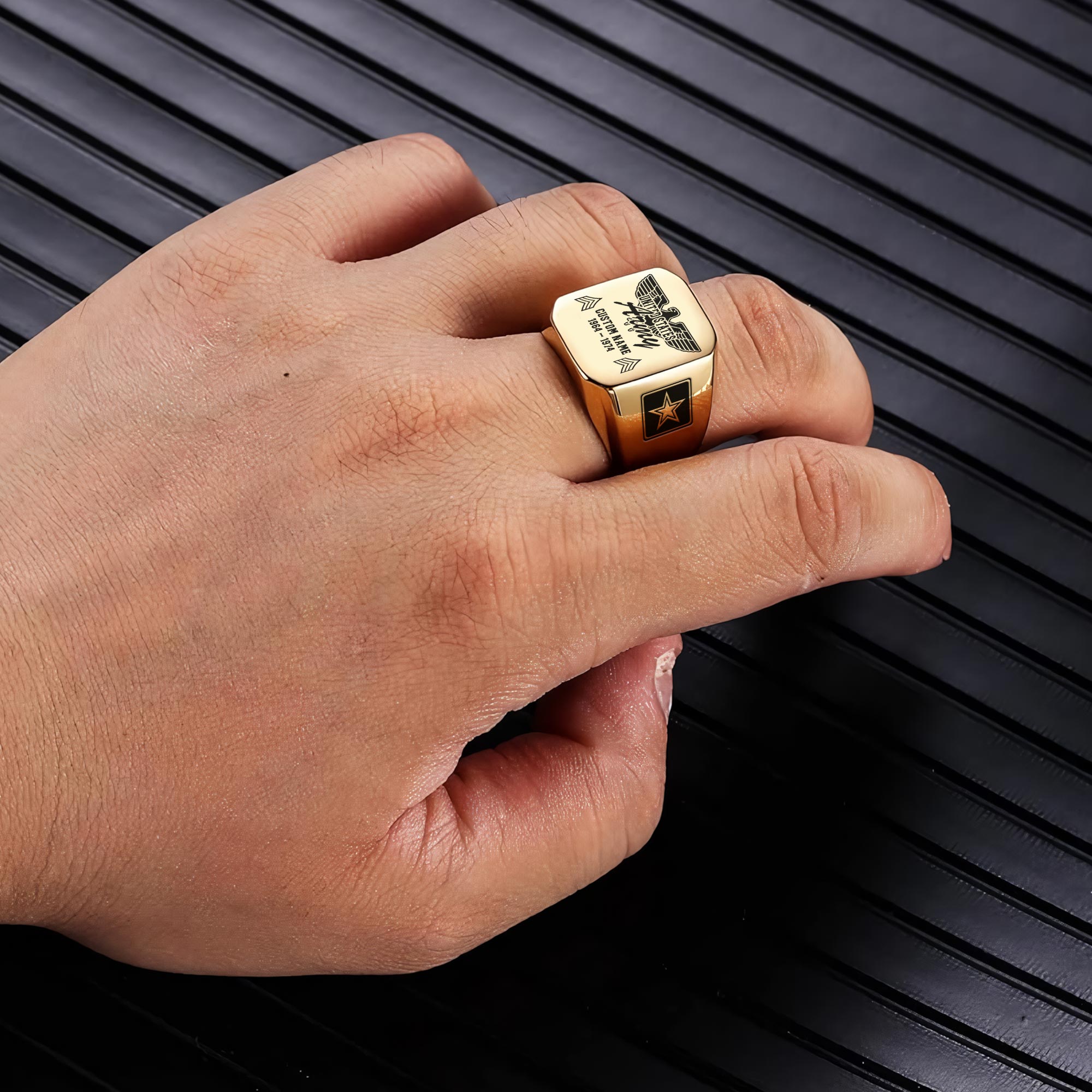 US Army, Duty, Honor, Country - Engraved Men's Ring - Image 5