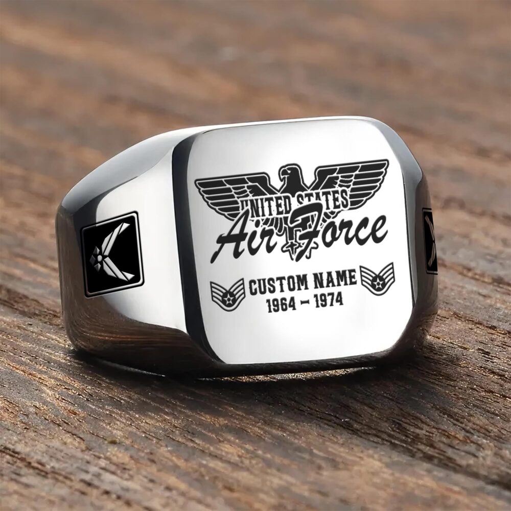 US Air Force , Proud Veteran - Engraved Men's Ring - Image 3