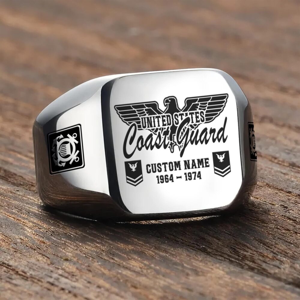 US Coast Guard, Honor The Fallen - Engraved Men's Ring - Image 3