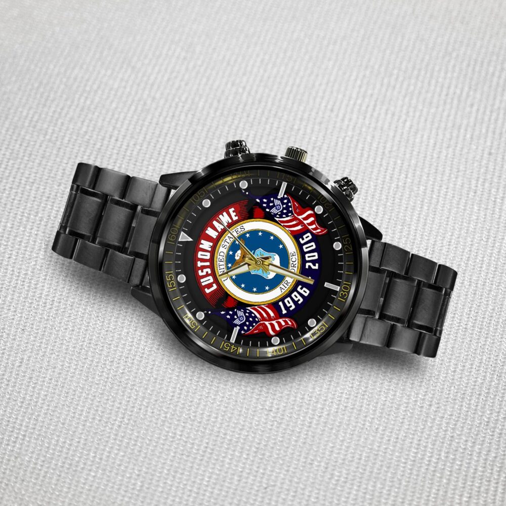 US Air Force, Aim High … Fly-Fight-Win - Black Stainless Steel Watch - Image 3