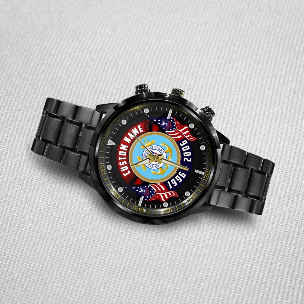 US Coast Guard, Life And Pride - Black Stainless Steel Watch - Image 3
