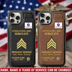 US Army, E 5 Army Specialist - Leather Flip Phone Case