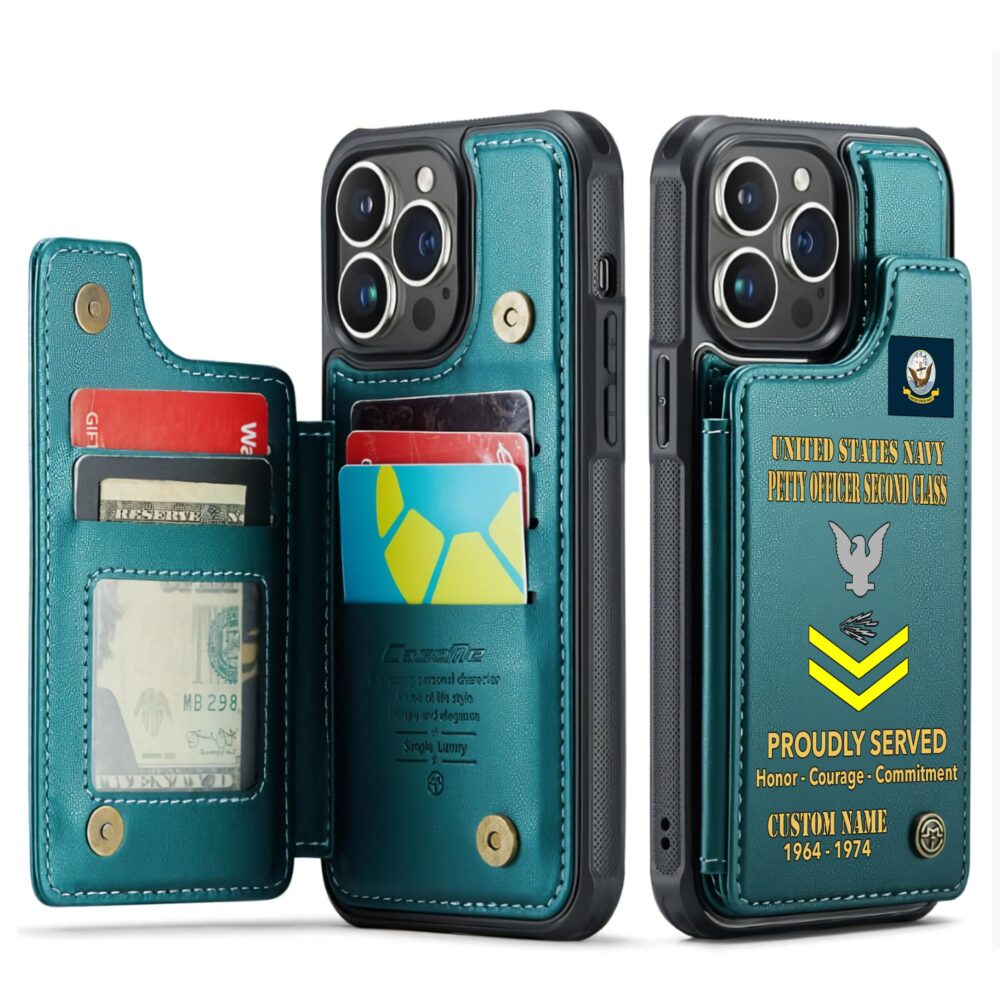 US Navy, E 9 Gold - Leather Flip Phone Case - Image 5