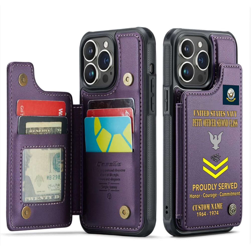 US Navy, E 9 Gold - Leather Flip Phone Case - Image 6