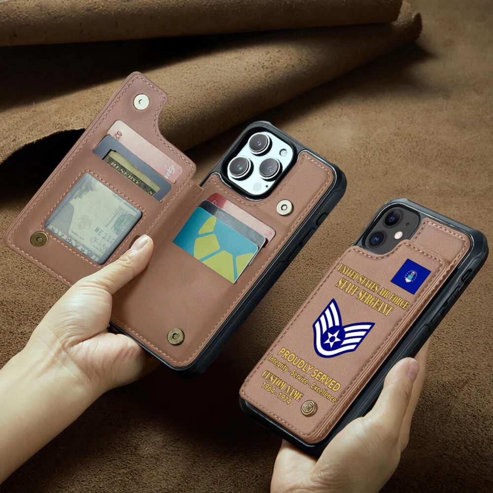 US Air Force , E 3 Air Force Airman First Class - Leather Flip Phone Case - Image 2