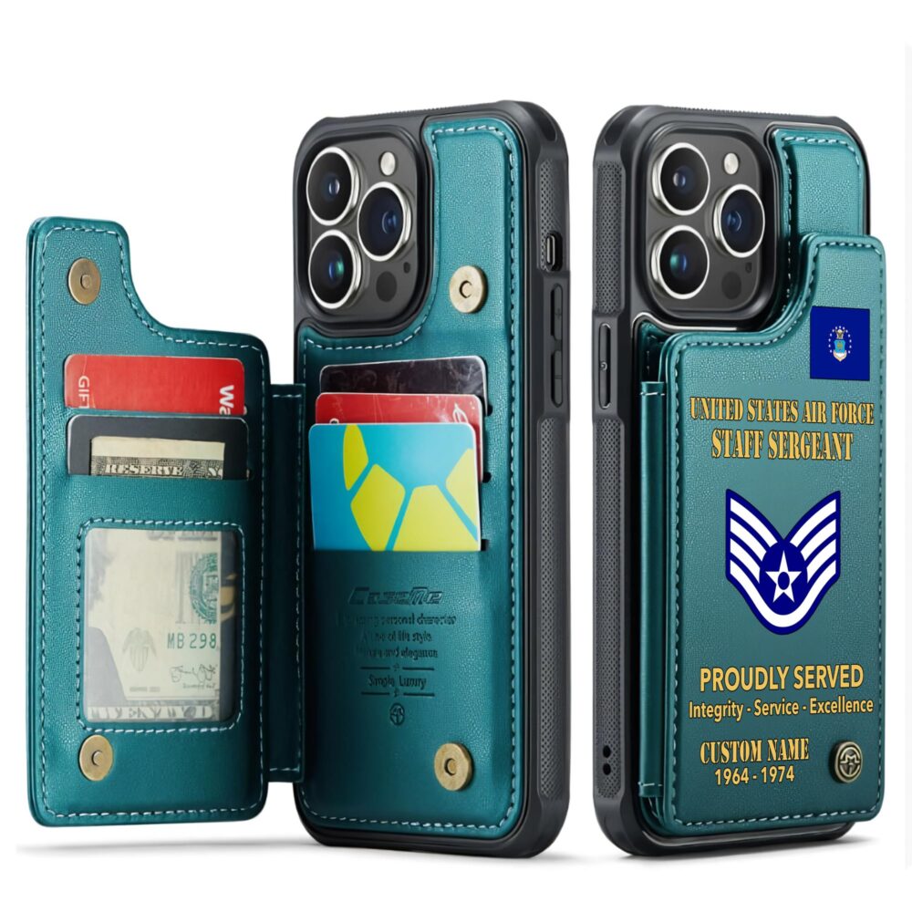 US Air Force , E 3 Air Force Airman First Class - Leather Flip Phone Case - Image 5
