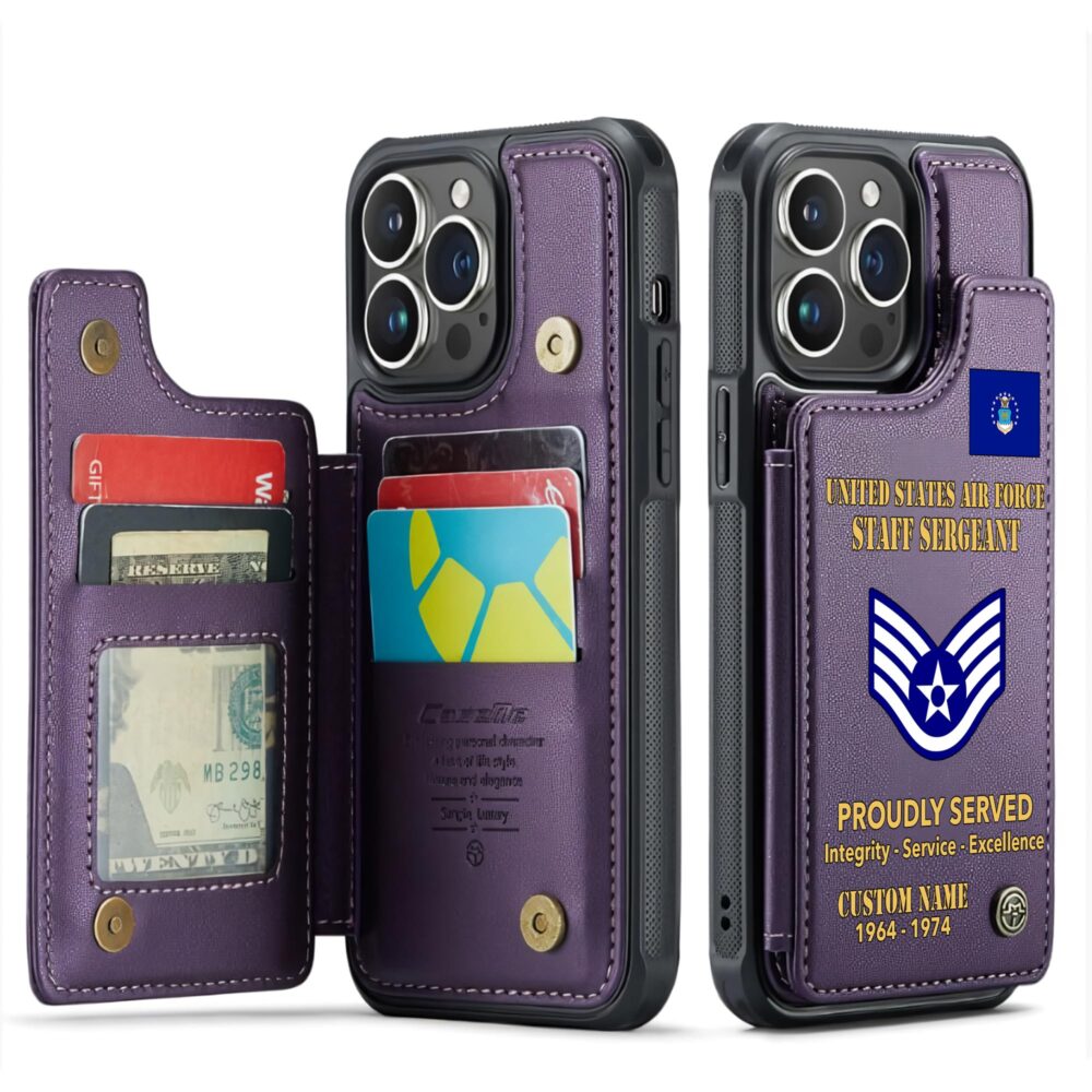 US Air Force , E 3 Air Force Airman First Class - Leather Flip Phone Case - Image 6