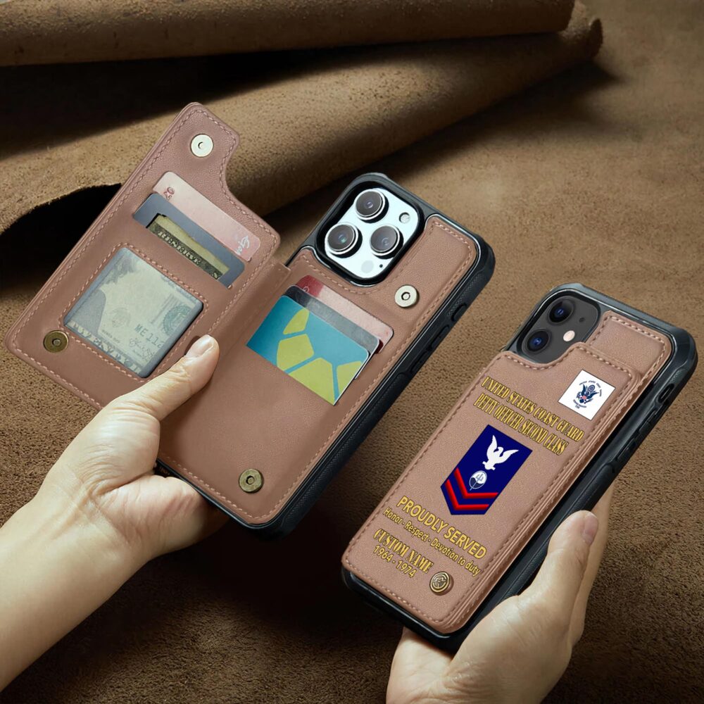 US Coast Guard, E 5 Red - Leather Flip Phone Case - Image 2
