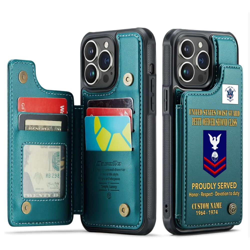 US Coast Guard, E 5 Red - Leather Flip Phone Case - Image 5
