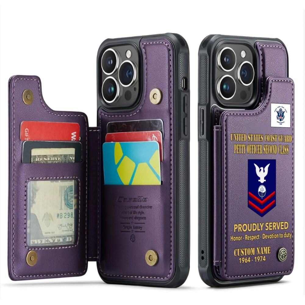 US Coast Guard, E 5 Red - Leather Flip Phone Case - Image 6