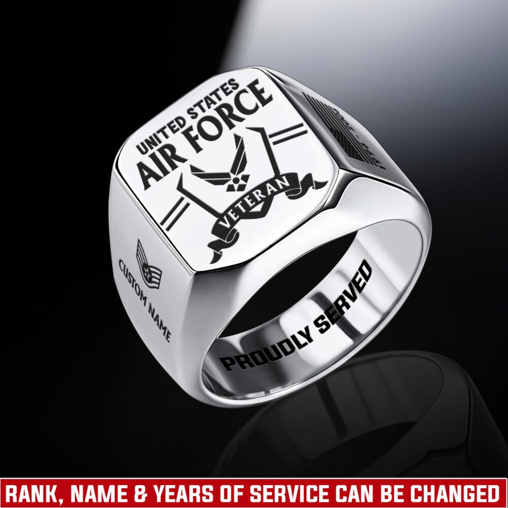 US Air Force , E 7 Air Force Master Sergeant - Engraved Men's Ring