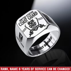 US Coast Guard, American By Birth, Veteran By Choice - Engraved Men's Ring