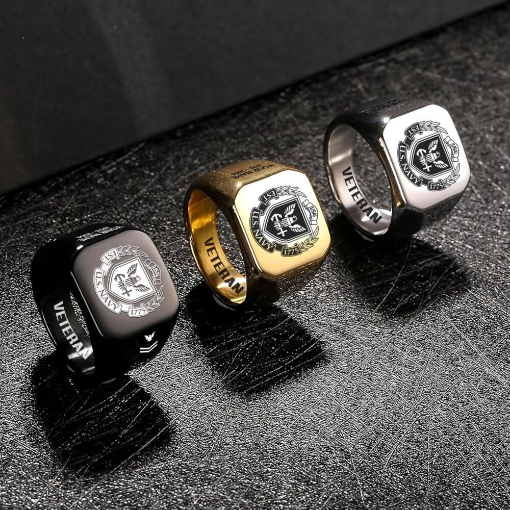 US Navy, Defender of Freedom - Engraved Men's Ring - Image 7